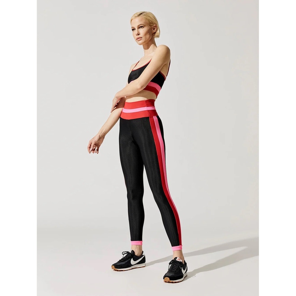 BEACH RIOT Melinda Leggings Lipstick Colorblock High Waist Small Black Red Pink